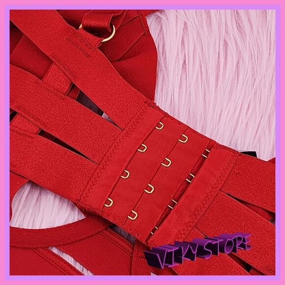 NWT Victoria's Secret Red Strappy Balconet Bra 34DD: Confident Allure NWT - Picture 4 of 8